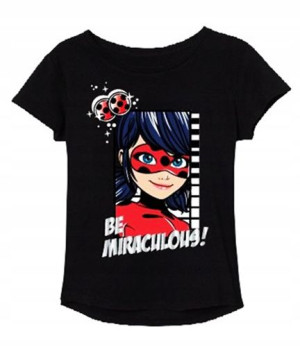 T-shirt MIRACULUM BIEDRONKA CZARNY KOT Bluzka 140