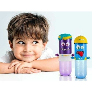 IQBottles, Bidon-butelka 2w1 Blue/Yellow cap