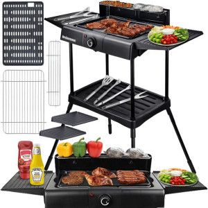 Duży Grill Elektryczny Ogrodowy Stojący 2000w 2w1