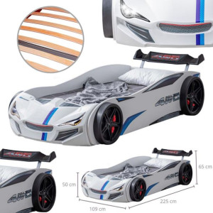 Łóżko dziecięce Artnico GT 1 ECO CAR BED Światła LED białe 90x190