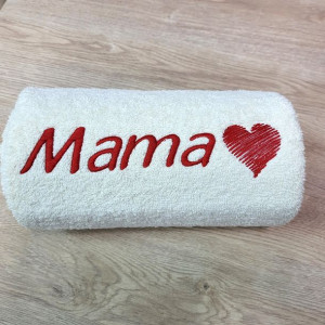 Duży Ręcznik 70x140 cm z Haftem Mama Prezent na Dzień Matki