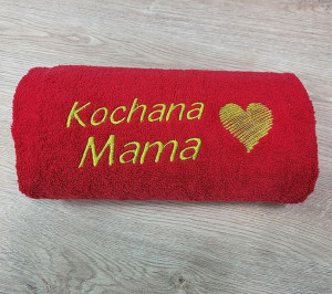 Duży Ręcznik 70x140 cm z Haftem Kochana Mama Prezent na Dzień Matki