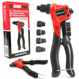 Nitownica Ręczna Profi 2,4-4,8mm 4 Końcówki 180mm