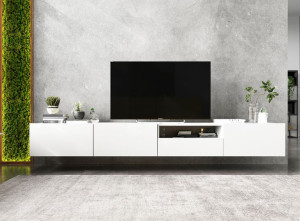 Wisząca Szafka RTV Loft komoda RTV szuflada Biały MAT  240 cm