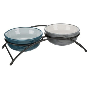 Trixie Zestaw Misek Ceramicznych Na Stojaku Dla Psa i Kota 2 x 0,25 l
