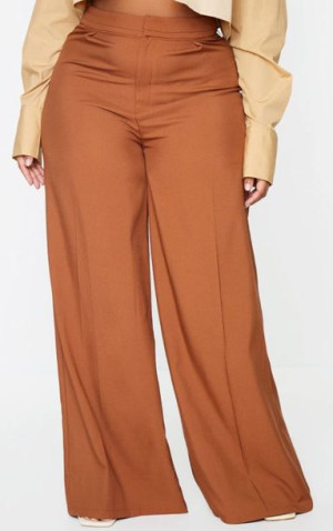 PRETTY LITTLE THING brązowe SPODNIE plus size 50