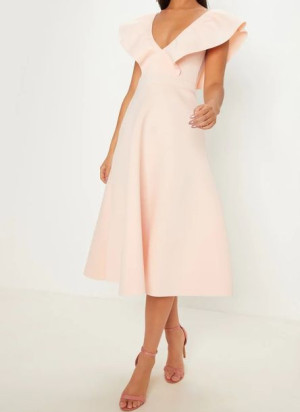 PRETTY LITTLE THING brzoskwiniowa sukienka midi 34