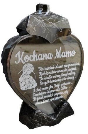 Znicz Serce Duże Kochana Mamo Grawer Led Złota Nitka