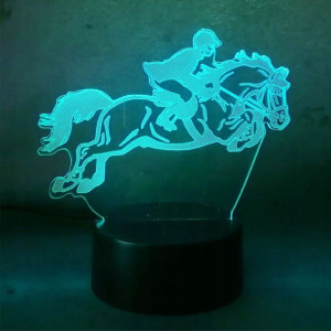Lampka nocna 3D LED Jeździec Hologram + pilot