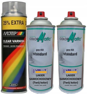 2x LAKIER SPRAY KOLOR i BEZBARWNY-zestaw do odnowy