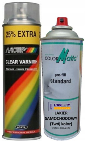 LAKIER SPRAY KOLOR + BEZBARWNY - zestaw do odnowy