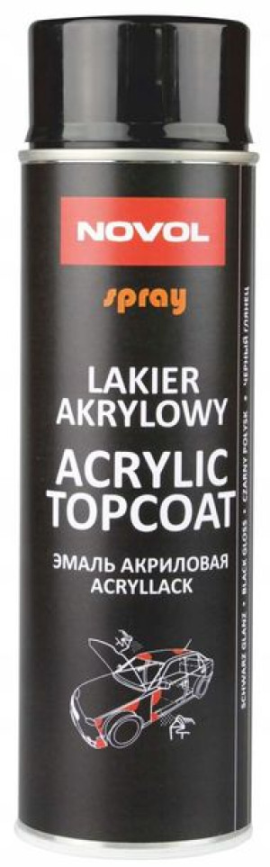Novol - lakier akrylowy czarny połysk w spray 500m