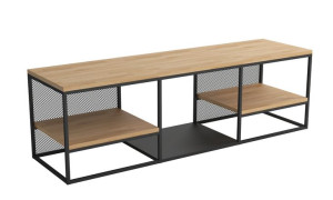 Stolik RTV industrialny TEVOS dąb naturalny loft duży 180cm czarny metal