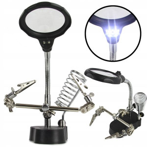 Trzecia Ręka Uchwyt Lupa Do Lutowania Led + Stojak