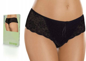 Stringi damskie GABIDAR 110 BAWEŁNA , CZARNE , L