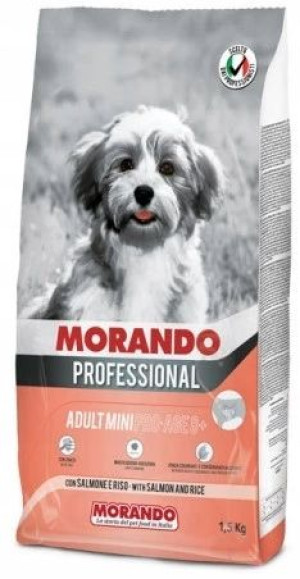 Morando Pro Age 8+ Pies Mini Łosoś&ryż - 1,5kg + Gratis