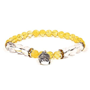 Bransoletka cytryn/kryształ górski z Buddą