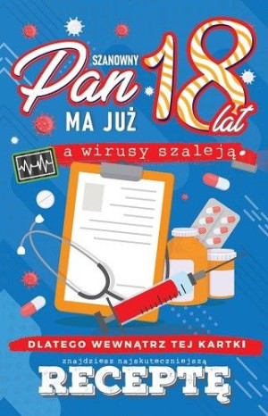 Kartka na 18 urodziny z receptą dla chłopaka JCX44