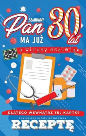 Kartka na 30 urodziny z receptą dla mężczyzny JCX45