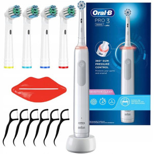 Szczoteczka Oral-B Pro 3 3000 Sensitive Clean Biała + 4 zam. precision