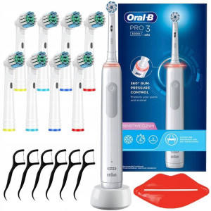 Szczoteczka Oral-B Pro 3 3000 Sensitive Clean Biała + 8 zam. precision