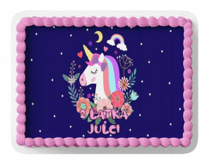Opłatek Na Tort A4 20x20 Cm - Jednorożec Wybór