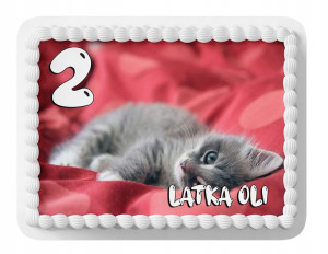 Opłatek Na Tort A4 20x20 Cm - Kotek Kot Wybór