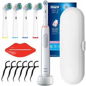Szczoteczka Oral-B Pro 3 3000 Sensitive Clean Biała + Dodatki