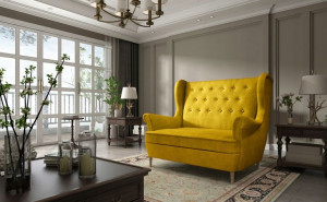 Kanapa Sofa Retro Aros Żółty Velvet- Eltap