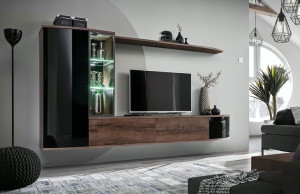 Dark Meblościanka Dąb Sterling/czarny - Asm