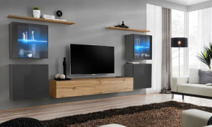 Switch Xiv Meblościanka Grafit/dąb Wotan Led-asm