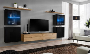 Switch Xiv Meblościanka Czarny/dąb Wotan Led-asm