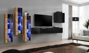 Switch Xiii Meblościanka Dąb Wotan/czarny Led-asm