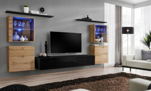 Switch Xiv Meblościanka Dąb Wotan/czarny Led-asm