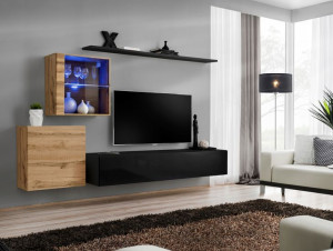 Switch Xv Meblościanka Dąb Wotan/czarny Led-asm