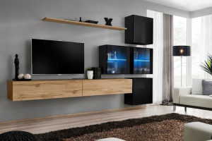Switch Xix Meblościanka Dąb Wotan/czarny Led -asm