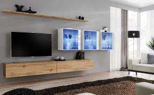Switch Xvii Meblościanka Dąb Wotan/biały Led -asm