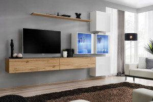Switch Xix Meblościanka Dąb Wotan/biały Led -asm