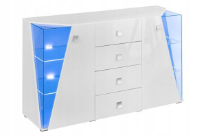 Edge Komoda Biały/biały Połysk Led- Asm