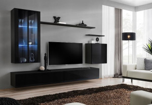 Switch Xii Meblościanka Czarny Połysk Led-asm