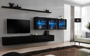 Switch Xvii Meblościanka Czarny Połysk Led-asm
