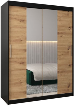 Szafa przesuwna TOKYO 1 150cm, sonoma, artisan, czarny, biały
