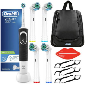 Szczoteczka Oral-B Vitality 100 Czarna + 4 zam. prec. + Torba transportowa