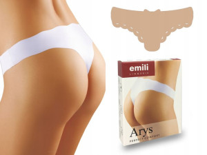 EMILI Arys Laserowo Cięte Stringi beżowy S