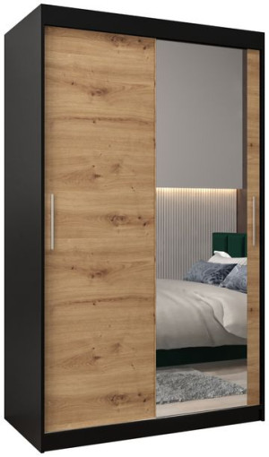 Szafa przesuwna TOKYO 2 120cm, sonoma, artisan, czarny, biały