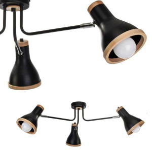 Lampa sufitowa HOLLY BLACK / WOOD 3xE27