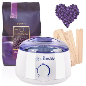 Zestaw do depilacji woskiem w dropsach Plum 1kg + podgrzewacz + szpatułki