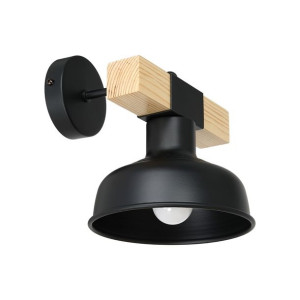 Kinkiet Faro Czarny / Naturalne Drewno 1xe27 60w