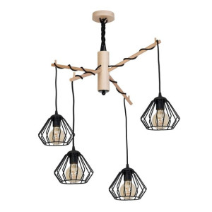 Lampa Wisząca Woody Black 4xe27