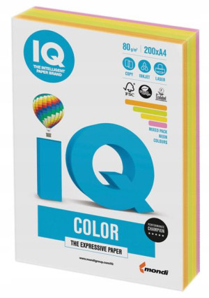 Papier Iq Color A4 Mix Neonowy 200 Arkuszy Mondi